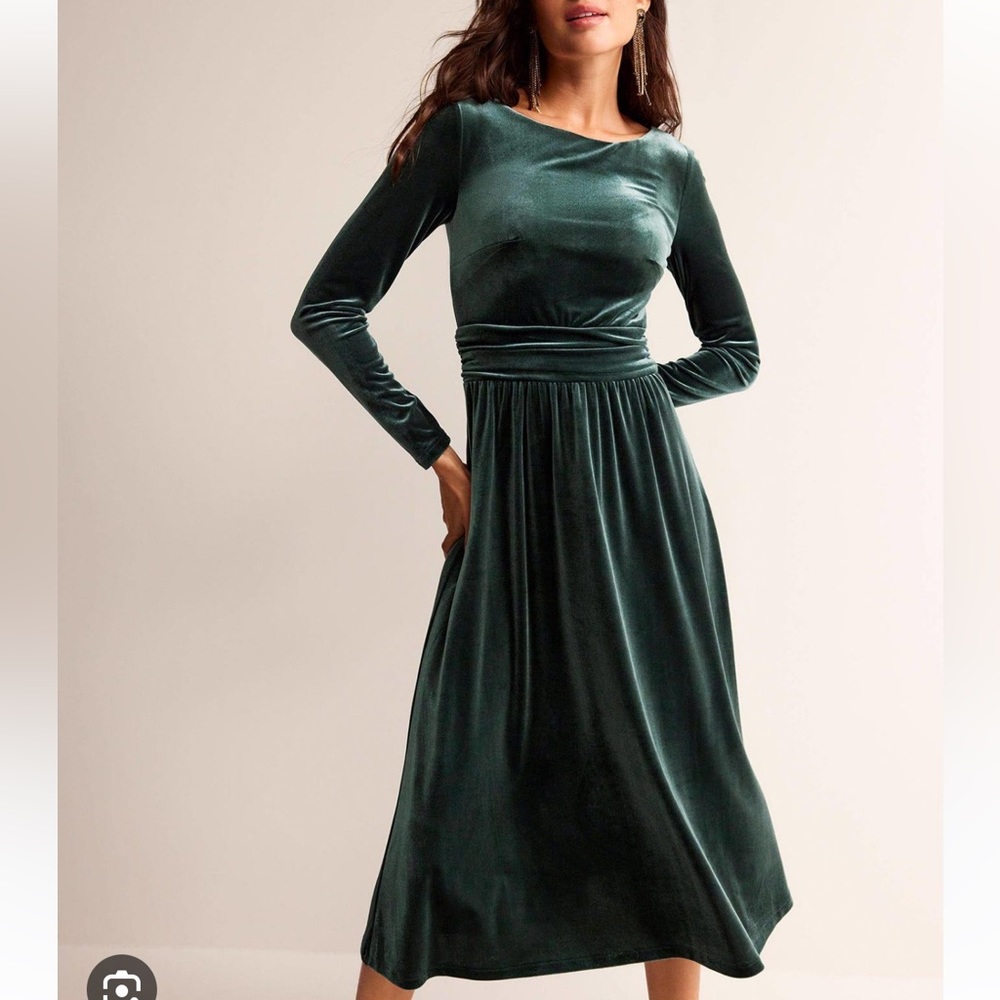Boden Dark Green Velvet Dress